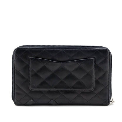 Chanel Black Quilted Calfskin Cambon Zip Around Organizer Wallet