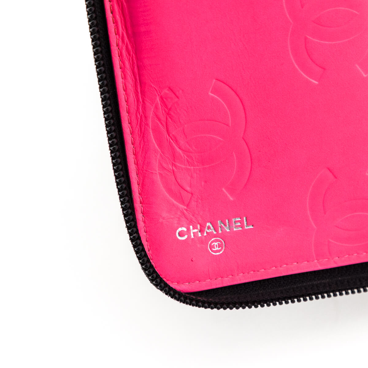 Chanel Black Quilted Calfskin Cambon Zip Around Organizer Wallet