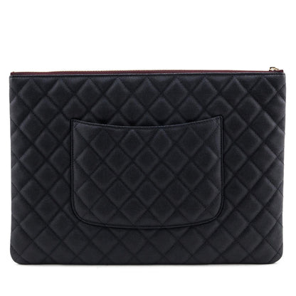 Chanel Black Quilted Caviar Large Classic Pouch