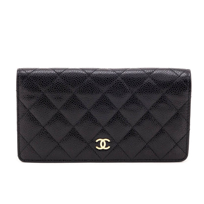 Chanel Black Quilted Caviar Yen Wallet