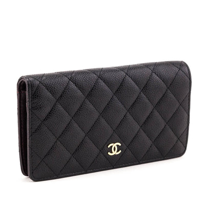 Chanel Black Quilted Caviar Yen Wallet
