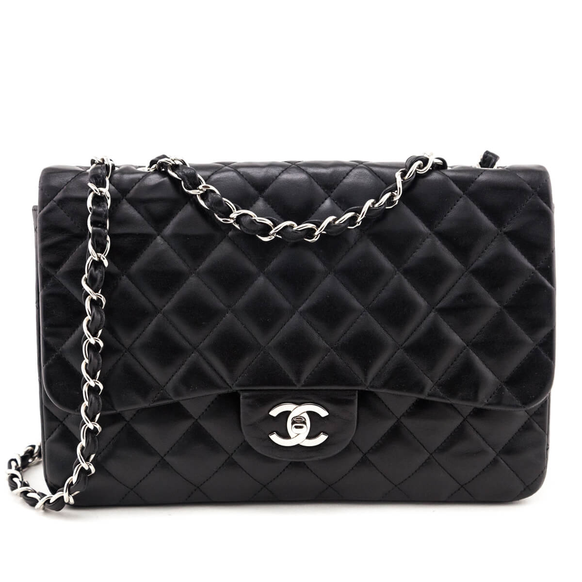 Chanel Black Quilted Lambskin Jumbo Classic Single Flap Bag