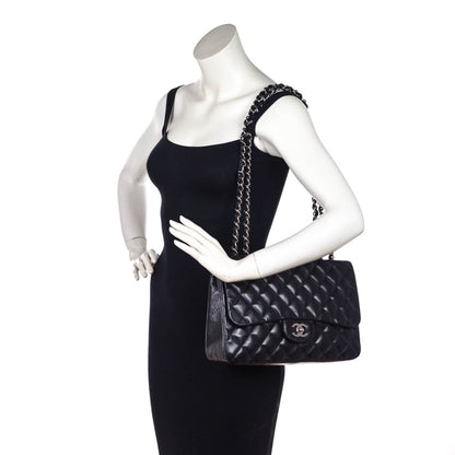 Chanel Black Quilted Lambskin Jumbo Classic Single Flap Bag