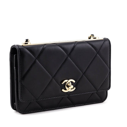 Chanel Black Quilted Lambskin Trendy CC Wallet On Chain