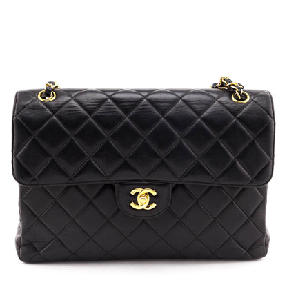 Chanel Black Quilted Lambskin Vintage Jumbo Double Sided Classic Flap Bag