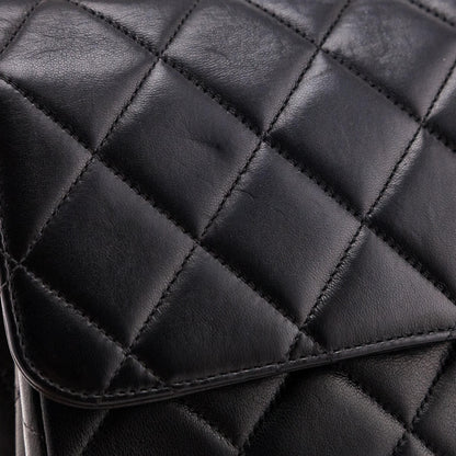 Chanel Black Quilted Lambskin Vintage Jumbo Double Sided Classic Flap Bag