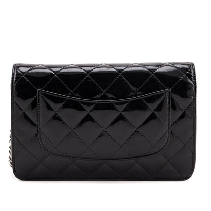 Chanel Black Quilted Patent Wallet On Chain