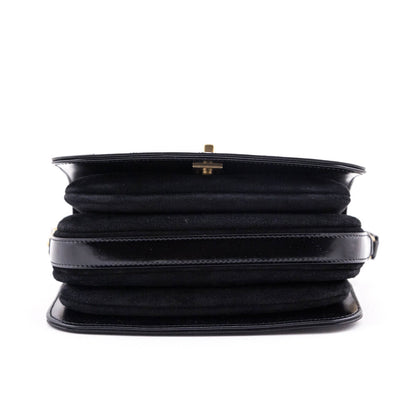 Chanel Black Quilted Shiny Calfskin & Suede Mini Messenger Bag