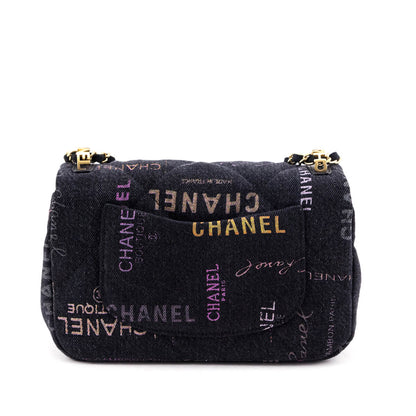 Chanel Black Quilted Small Denim Mood Rectangular Flap Bag