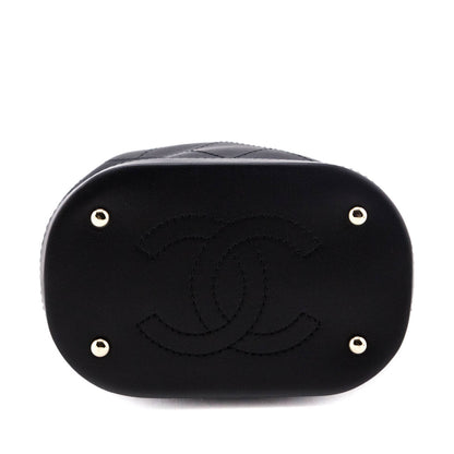 Chanel Black Stitched Calfskin Mini Drawstring Bag GHW
