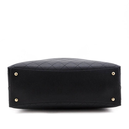 Chanel Black Stitched Grained Calfskin Large Shopping Bag GHW