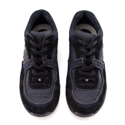 Chanel Black Suede CC Sneakers Size US 10 | EU 40