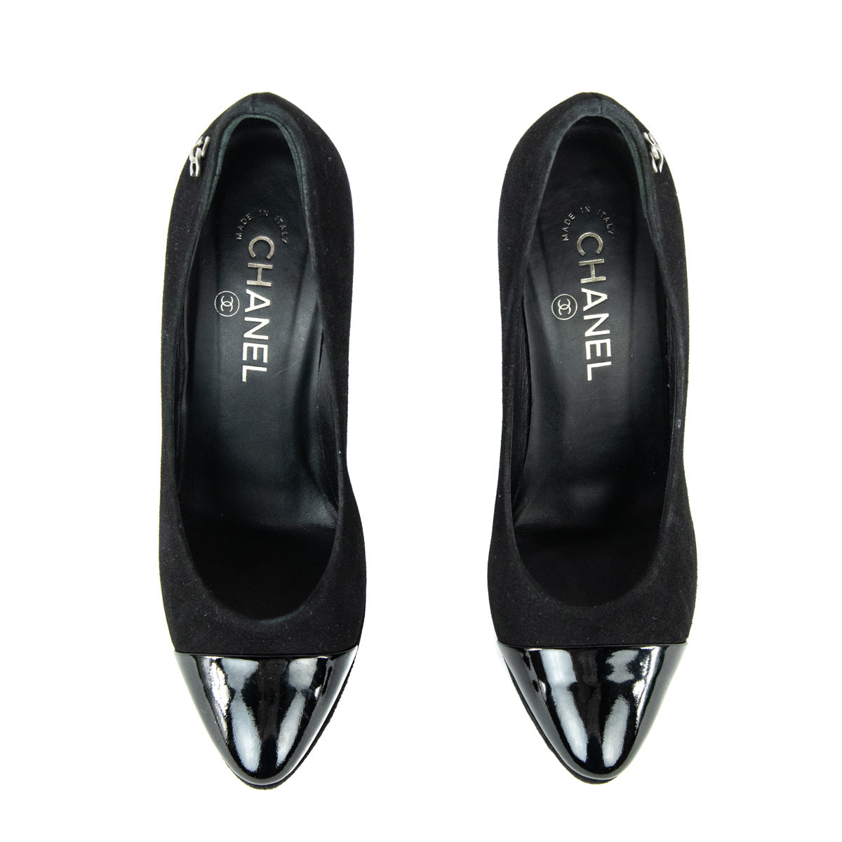 Chanel Black Suede Cap Toe Pumps Size 8.5 | EU 38.5