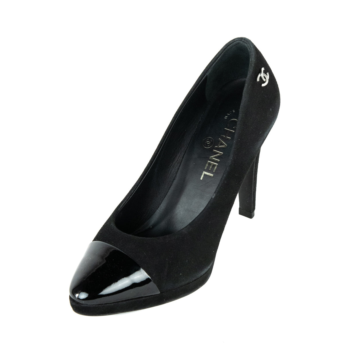 Chanel Black Suede Cap Toe Pumps Size 8.5 | EU 38.5