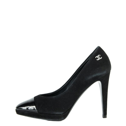 Chanel Black Suede Cap Toe Pumps Size 8.5 | EU 38.5