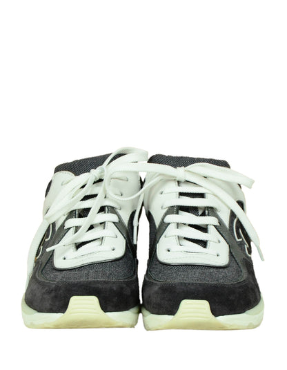 Chanel Black/White CC Trainers Sneakers sz 38