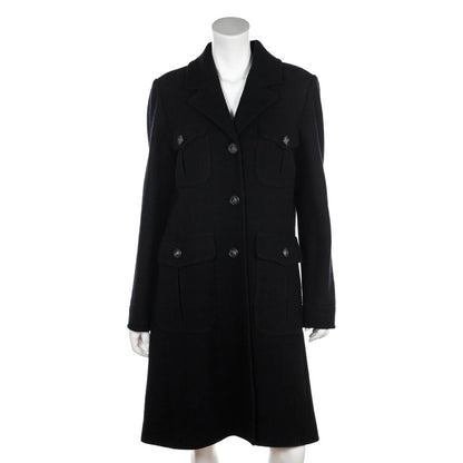 Chanel Black Wool Boucle Coat Size L | FR 42