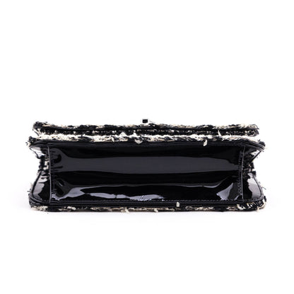 Chanel Black & Cream Tweed & Patent Check Mini Flap Bag