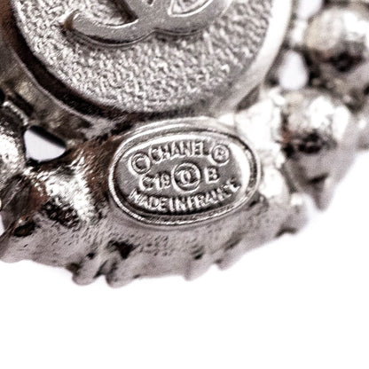 Chanel Black & Crystal CC Stud Earrings