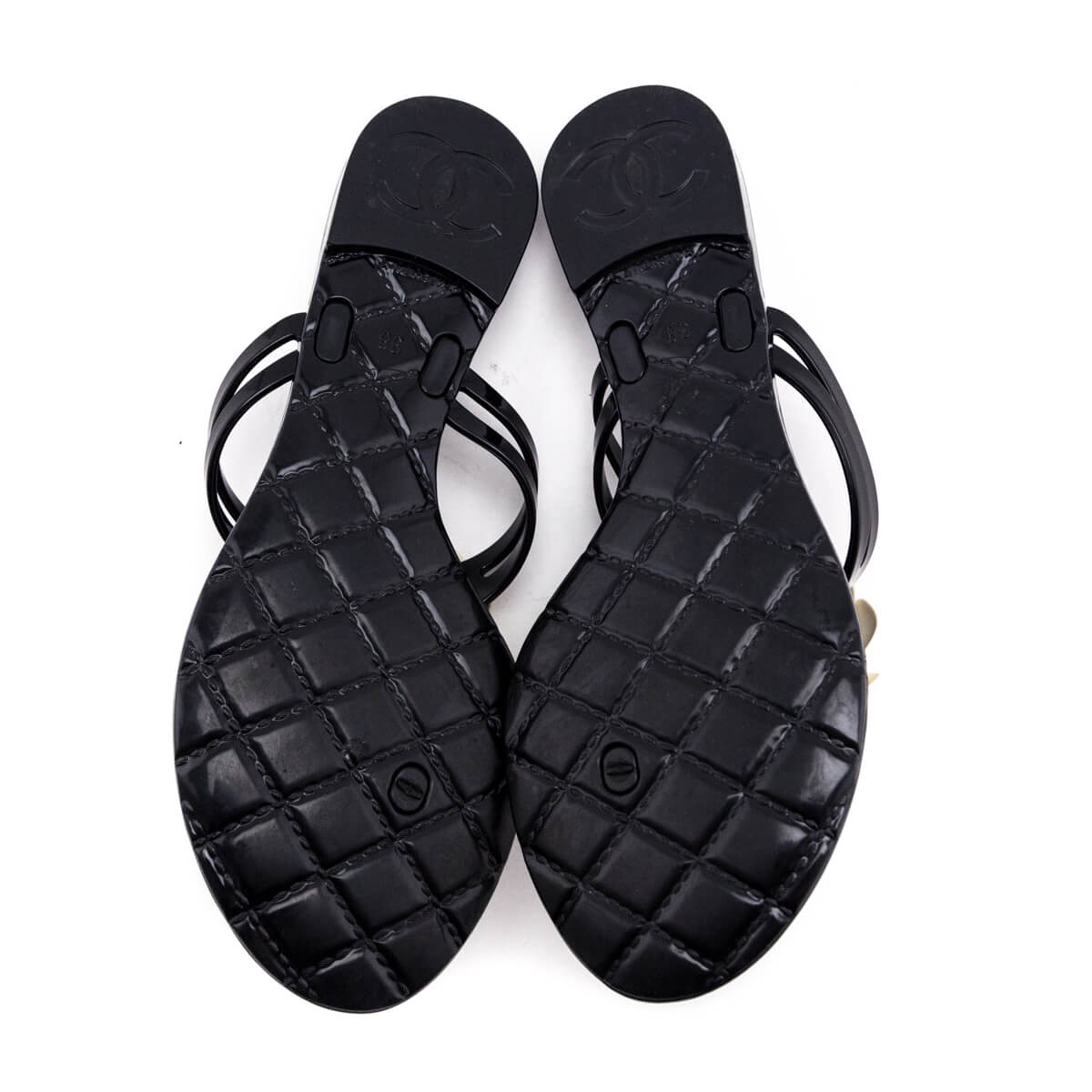 Chanel Black & Ivory Camellia Jelly Sandals Size US 8 | EU 38