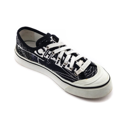 Chanel Black & White Canvas Printed Low Top Sneakers Size US 6.5 | EU 36.5