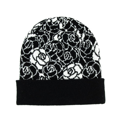 Chanel Black & White Cashmere Camellia Beanie