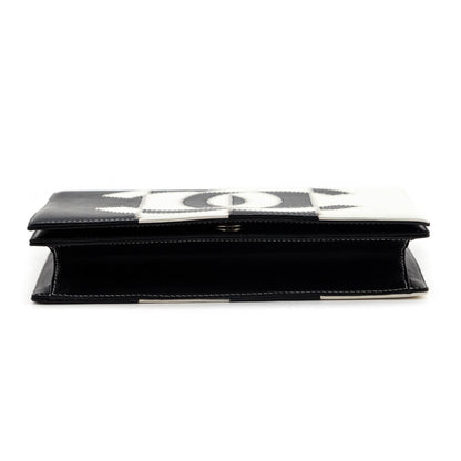 Chanel Black & White Lambskin CC Embroidered Clutch