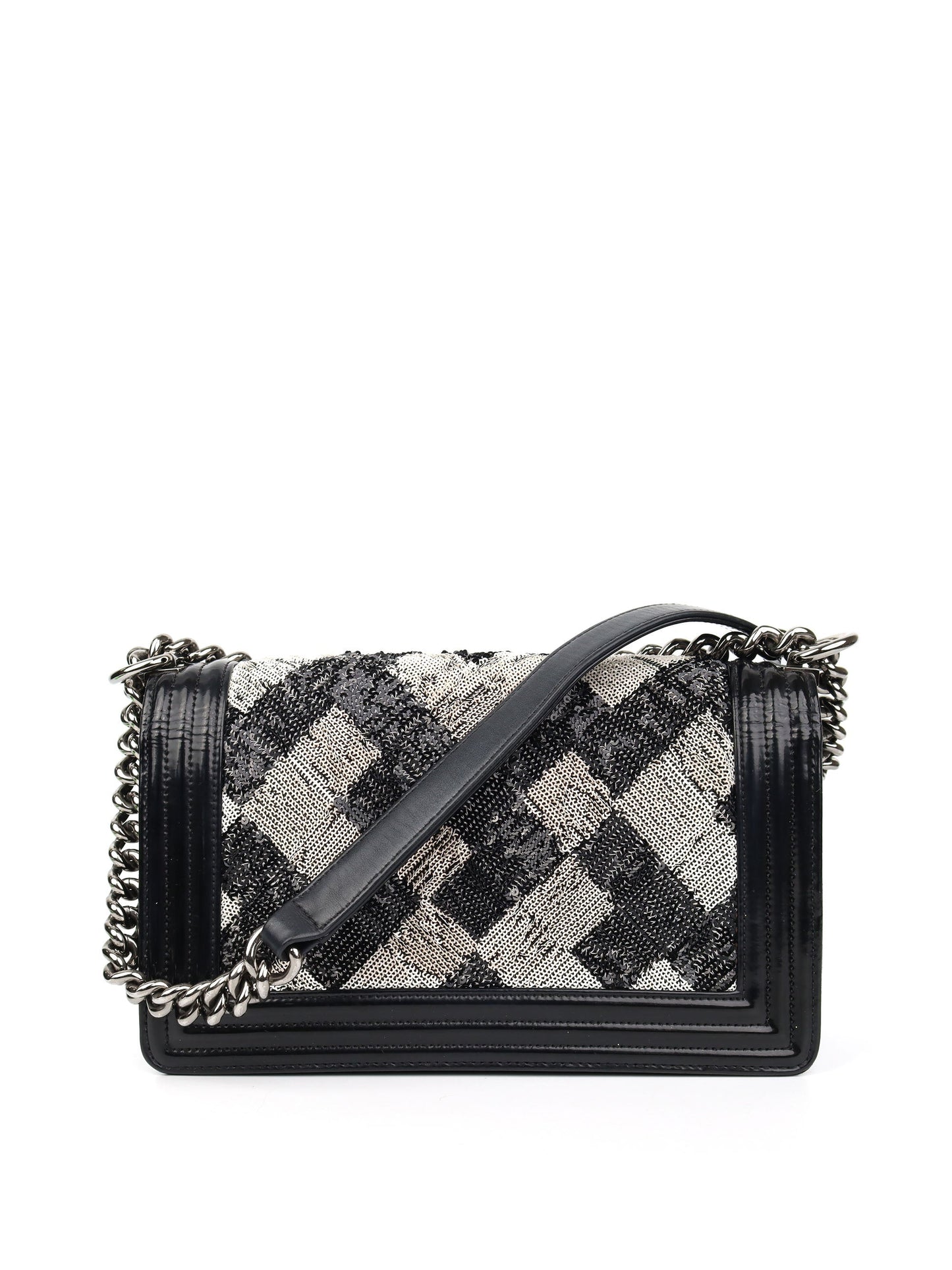 Chanel Black & White Sequin Medium Boy Bag