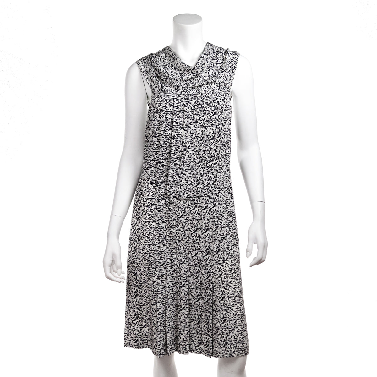 Chanel Black & White Silk Printed Cruise 2003 Dress Size M | US 8