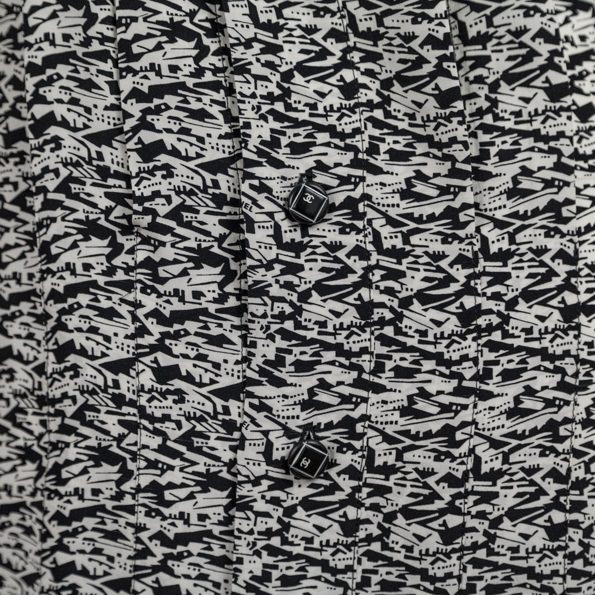 Chanel Black & White Silk Printed Cruise 2003 Dress Size M | US 8