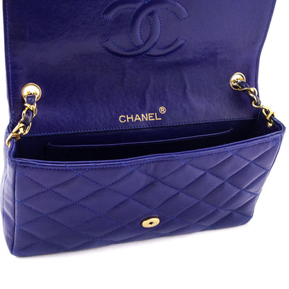 Chanel Blue Lambskin Quilted Vintage Pointed Flap Bag