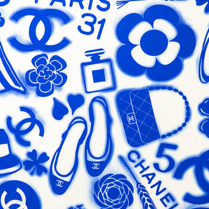 Chanel Blue Silk CC Icon Scarf