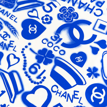 Chanel Blue Silk CC Icon Scarf