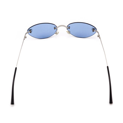 Chanel Blue Tinted Cat Eye Frameless Vintage CC Sunglasses