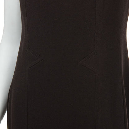 Chanel Brown Wool Crepe Sleeveless Dress Size S