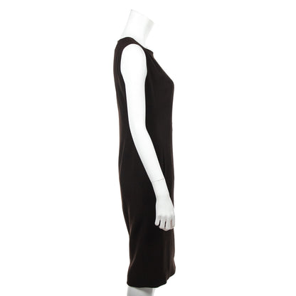 Chanel Brown Wool Crepe Sleeveless Dress Size S