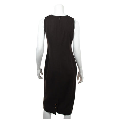 Chanel Brown Wool Crepe Sleeveless Dress Size S