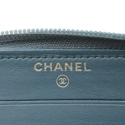 Chanel Blue CC Zip Around Wallet