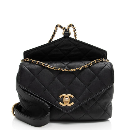 Chanel¬†Calfskin Quilted Carry With Chic Flap Waist Bag (SHF-zM1SNQ)