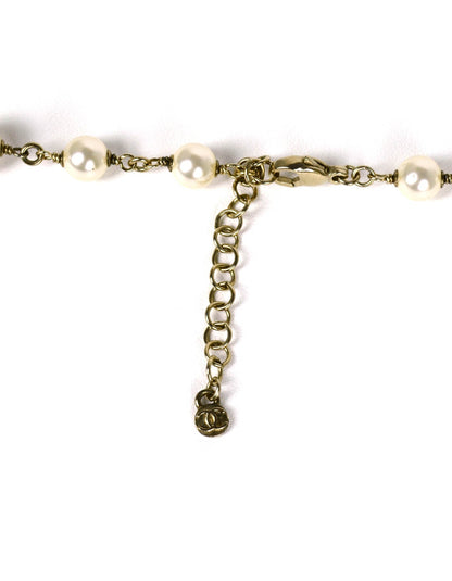 Chanel 40" Faux Pearl Necklace w/ CC Logos