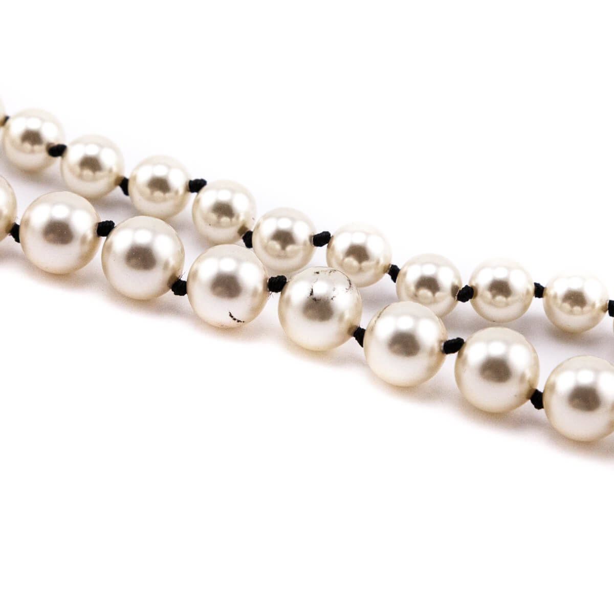 Chanel Faux Pearl Double Strand CC Necklace