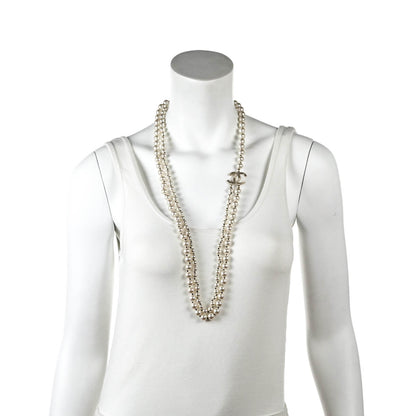 Chanel Faux Pearl Double Strand CC Necklace