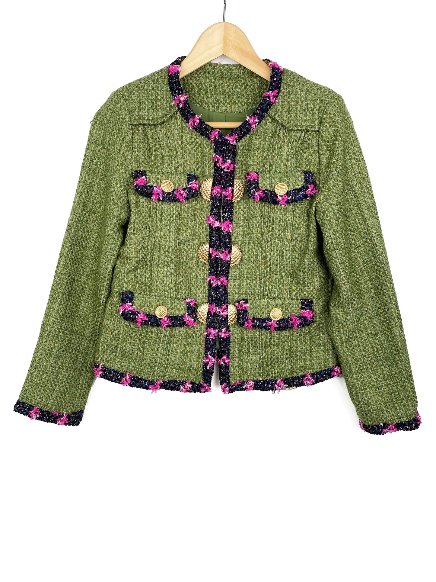Chanel Green Tweed Jacket 36