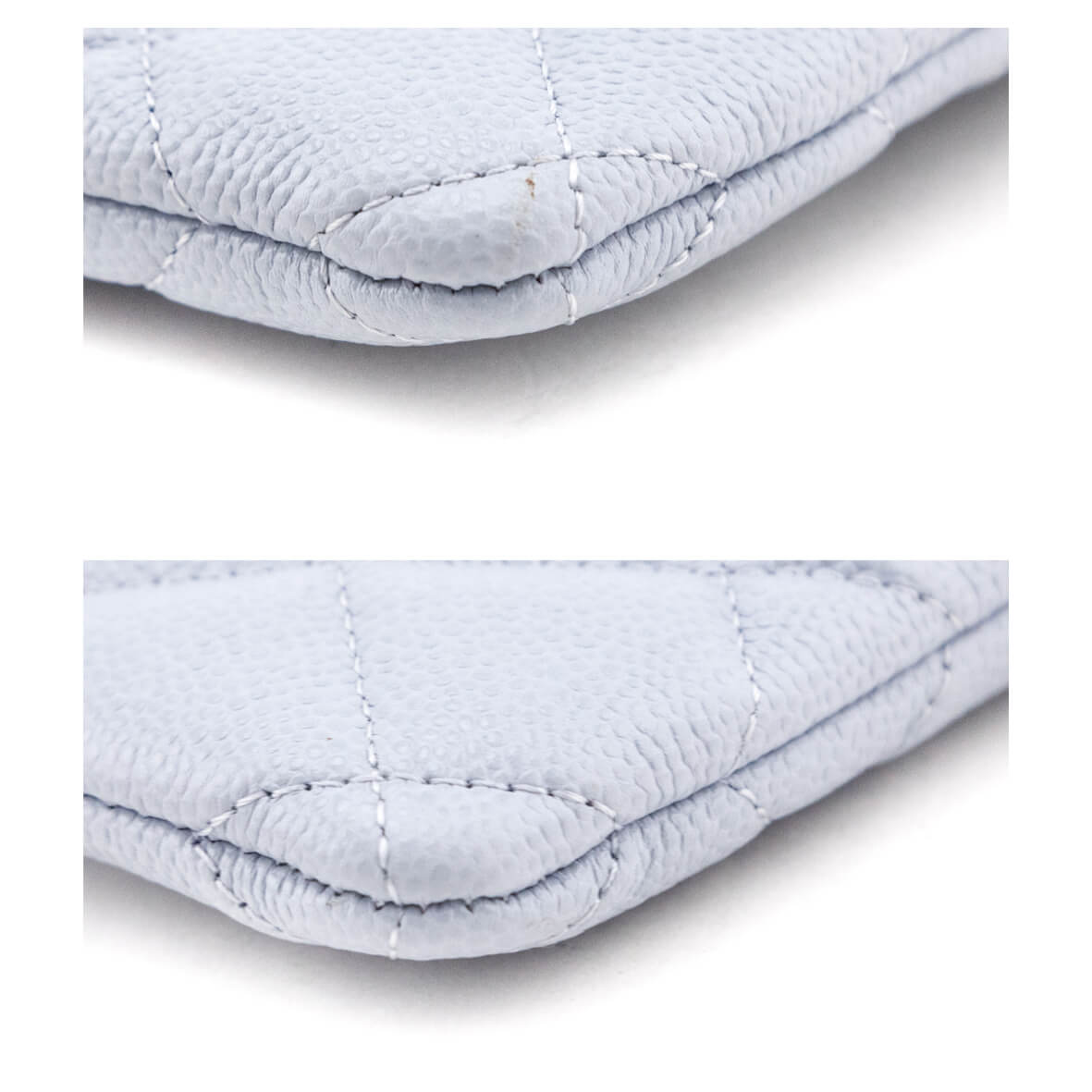 Chanel Ice Blue Gray Caviar Quilted Small Pouch