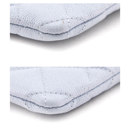 Chanel Ice Blue Gray Caviar Quilted Small Pouch