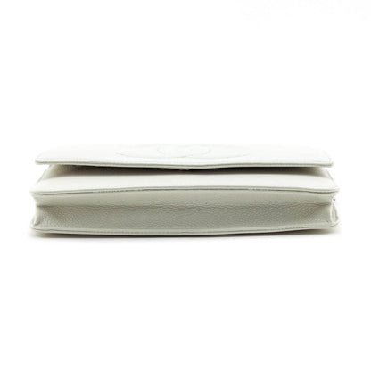 Chanel Ivory Caviar Timeless CC Wallet On Chain