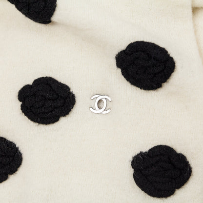 Chanel Ivory & Black Mohair Camellia Scarf