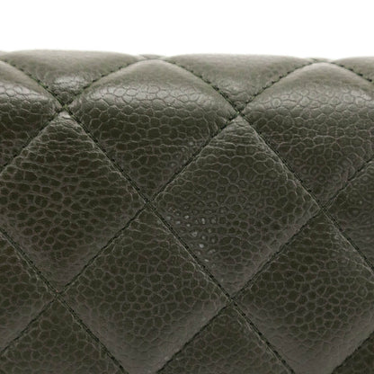 Chanel Khaki Vintage Quilted Caviar Wallet On Chain