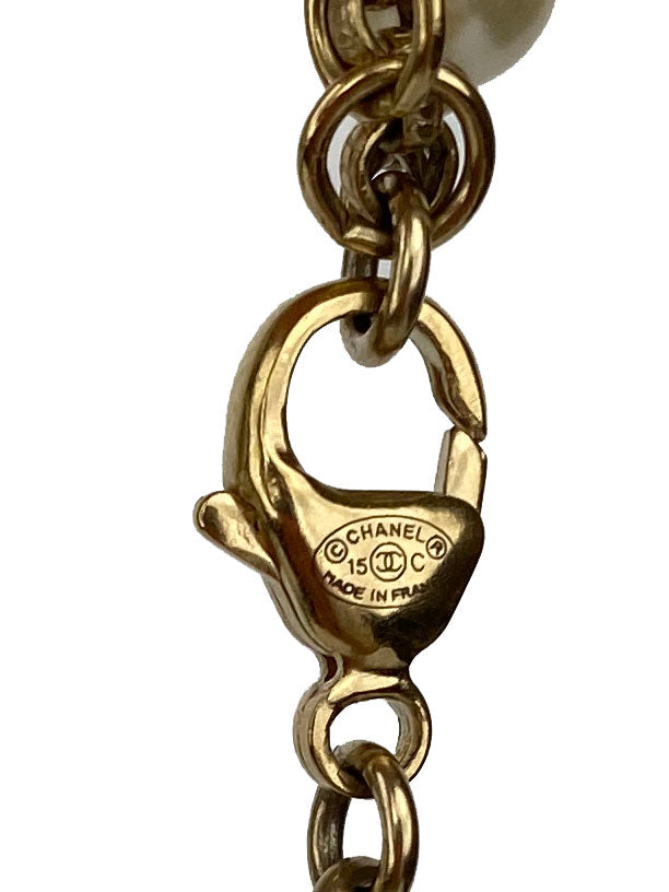 Chanel Long Pearl & Crescent Moon Necklace
