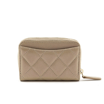 Chanel Metallic Iridescent Beige Quilted Caviar Classic Zipped Coin Purse